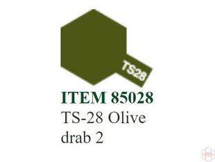 Purškiami dažai Tamiya TS-28 Olive drab 2, 100 ml kaina ir informacija | Piešimo, tapybos, lipdymo reikmenys | pigu.lt