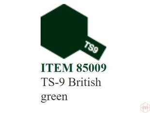 Аэрозольная краска Tamiya - TS-9 British green, 100 мл цена и информация | Принадлежности для рисования, лепки | pigu.lt