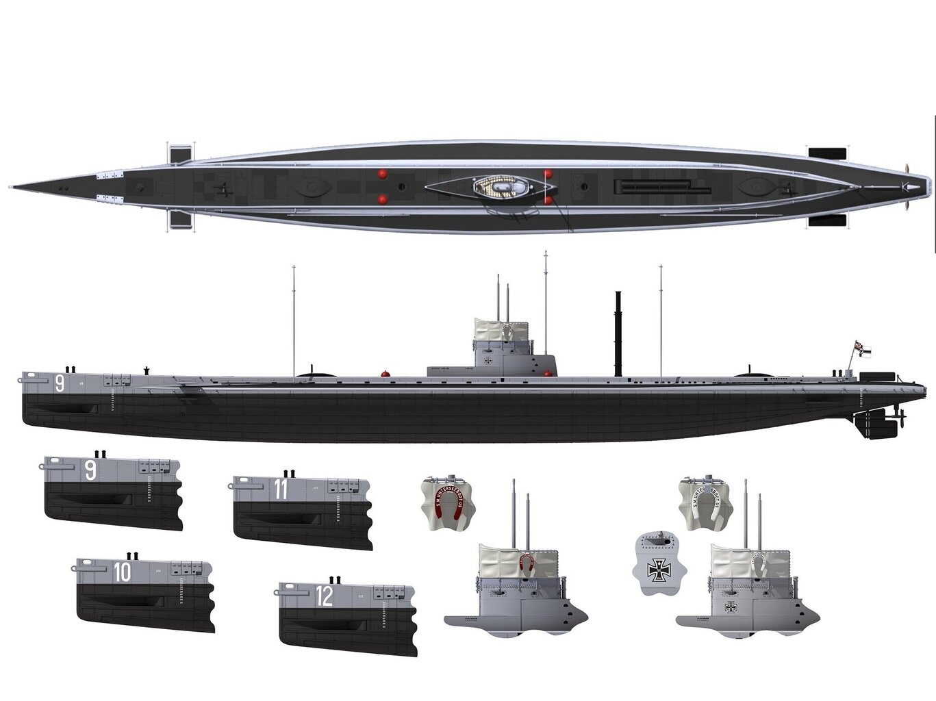 Konstruktorius Das Werk - WWI German U-Boat SM U-9, 1/72, 72001, 8 m.+ цена и информация | Konstruktoriai ir kaladėlės | pigu.lt
