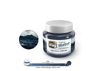 Akrilinis vanduo Ammo Mig Deep Oceans, 250ml, 2200 kaina ir informacija | Piešimo, tapybos, lipdymo reikmenys | pigu.lt