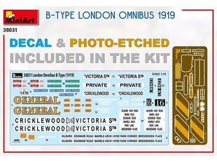 Сборная пластиковая модель Miniart - B-Type London Omnibus 1919, 1/35, 38031 цена и информация | Конструкторы и кубики | pigu.lt