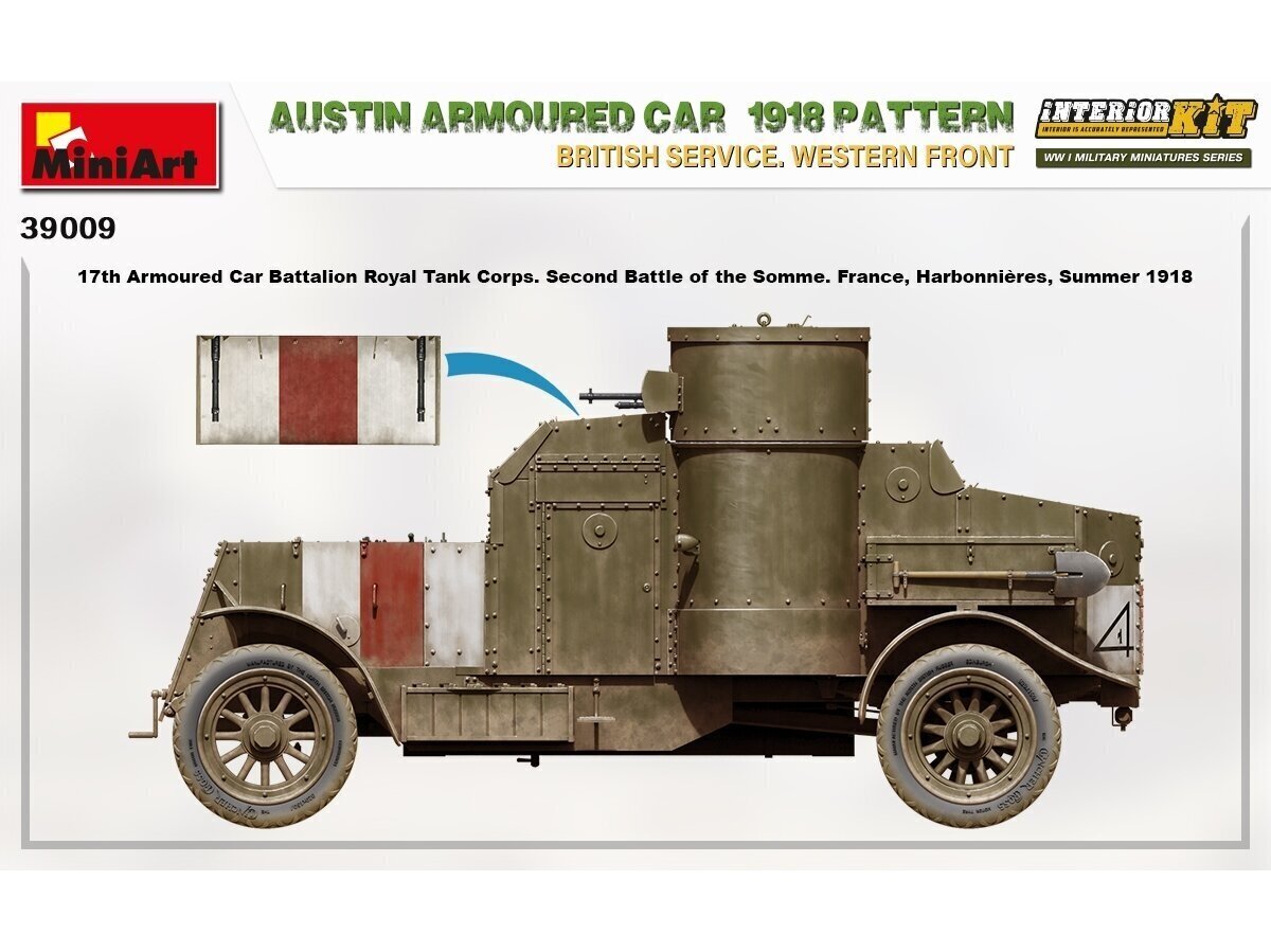 Konstruktorius Miniart - Austin Armoured Car 1918 Pattern British Service. Western Front, 1/35, 39009 цена и информация | Klijuojami modeliai | pigu.lt