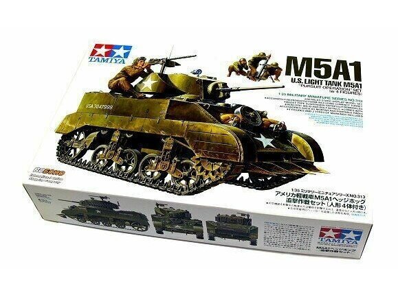 Surenkamas tankas Tamiya - M5A1 US Light Tank, 1/35 kaina ir informacija | Konstruktoriai ir kaladėlės | pigu.lt