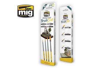 Набор кистей AMMO MIG - DIORAMAS & SCENIC BRUSH SET AMIG7601 цена и информация | Принадлежности для рисования, лепки | pigu.lt