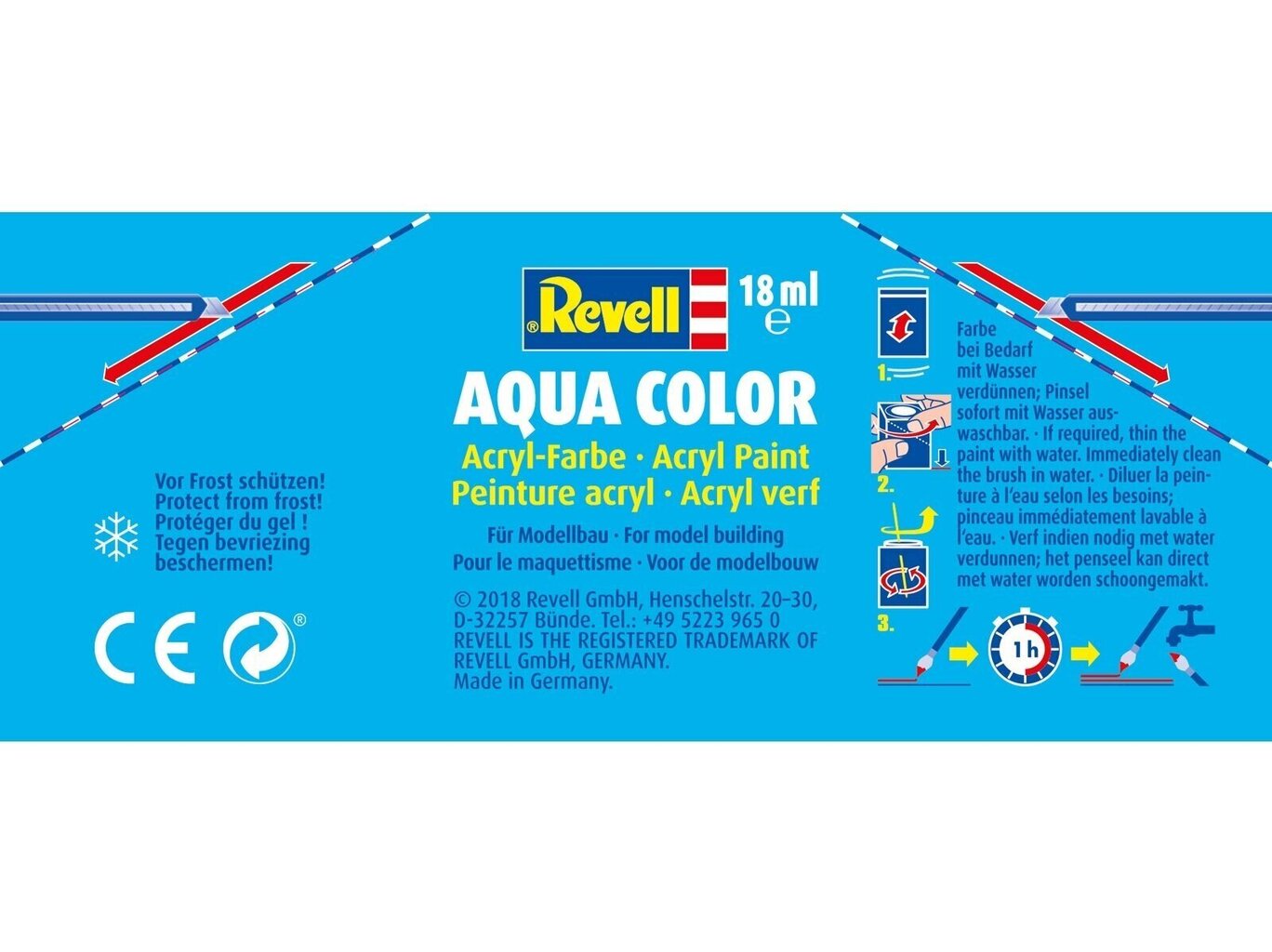 Vandeniniai dažai Revell - Aqua Color, Black, Gloss, 18ml, 07 kaina ir informacija | Piešimo, tapybos, lipdymo reikmenys | pigu.lt