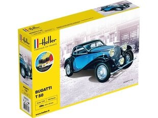 Сборная пластиковая модель начинающему моделисту Heller - Bugatti T 50, подарочный набор, 1/24, 56706 цена и информация | Конструкторы и кубики | pigu.lt