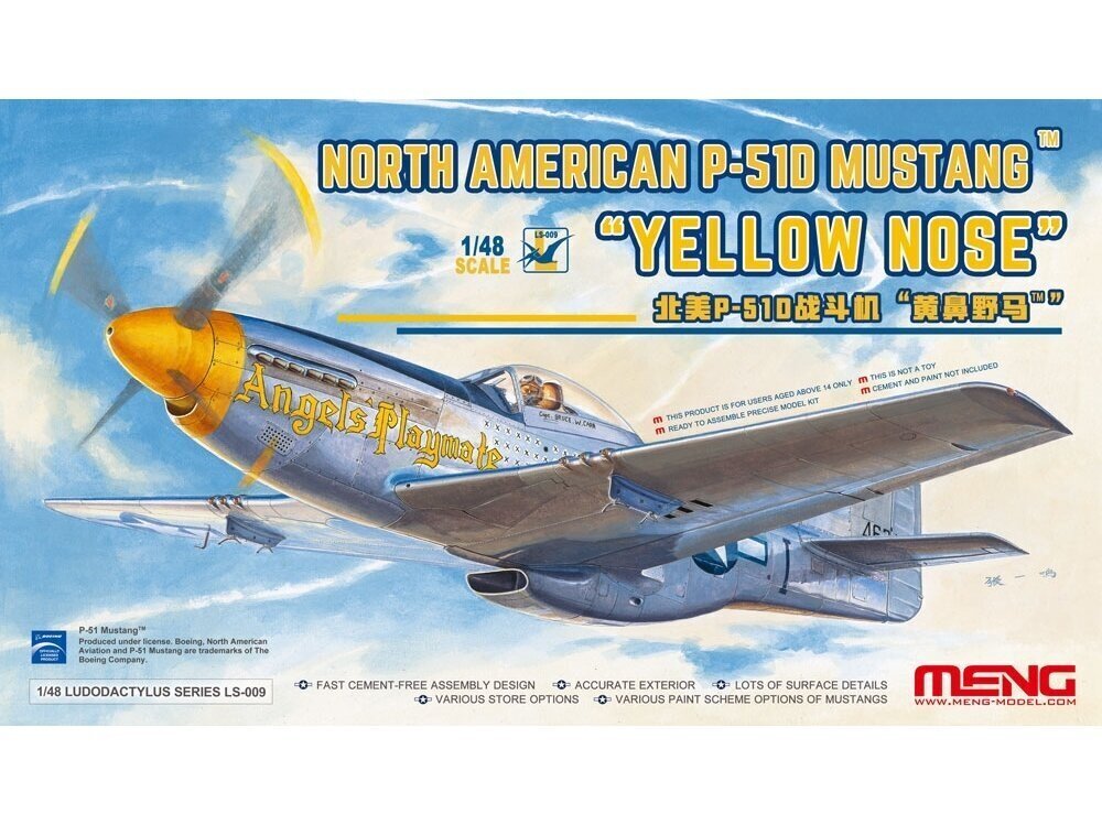 Konstruktorius Meng Model - North American P-51D Mustang `Yellow Nose`, 1/48, LS-009, 8 m.+ kaina ir informacija | Konstruktoriai ir kaladėlės | pigu.lt