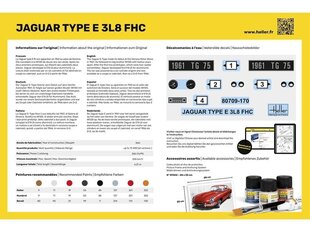 Сборная пластиковая модель начинающему моделисту Heller - Jaguar Type E 3L8 FHC Starter Set, 1/24, 56709 цена и информация | Конструкторы и кубики | pigu.lt