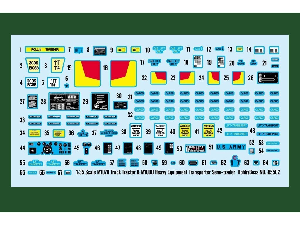 Konstruktorius Hobbyboss - M1070 Truck Tractor & M1000 Heavy Equipment Transporter Semi-trailer, 1/35, 85502 kaina ir informacija | Konstruktoriai ir kaladėlės | pigu.lt