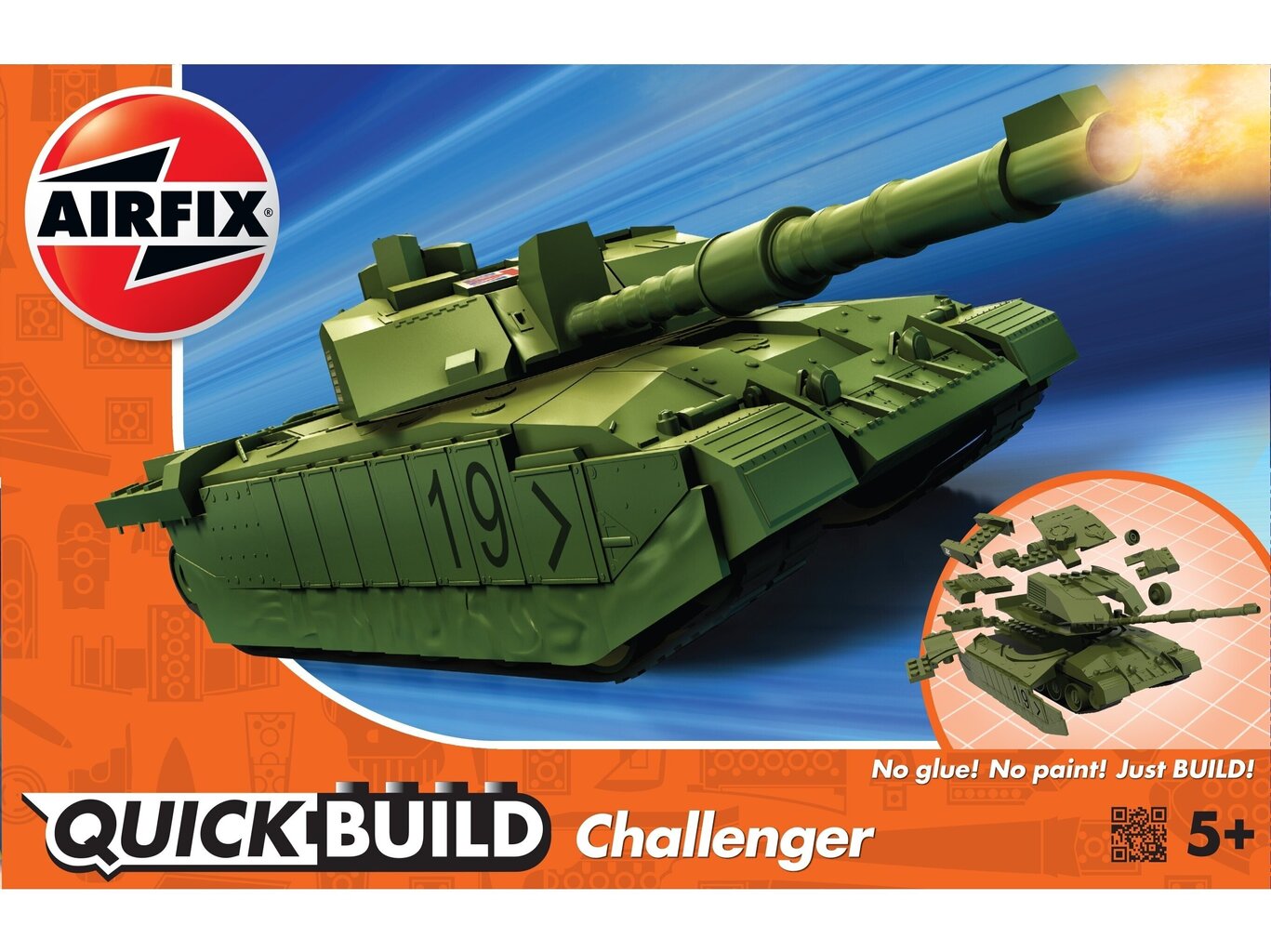 Konstruktorius Airfix - Quick Build Challenger Tank Green, J6022 kaina ir informacija | Konstruktoriai ir kaladėlės | pigu.lt