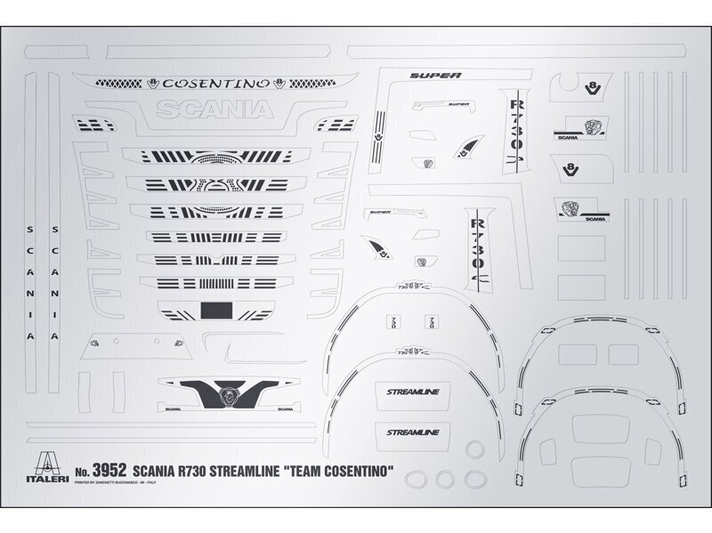 Konstruktorius Italeri - Scania R730 Streamline 4×2 Show Trucks Super Decal — Chromed Adhesive Sheet, 1/24, 3952, 8 m.+ kaina ir informacija | Konstruktoriai ir kaladėlės | pigu.lt