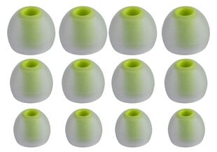 Запасные cиликоновые насадки для наушников Xcessor. 12 шт. Размер: несколько размеров, прозрачный / зеленый цена и информация | Аксессуары для наушников | pigu.lt