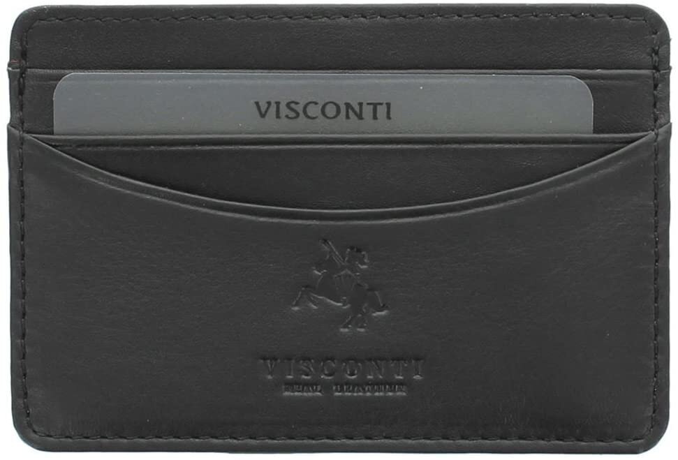 Natūralios odos kortelių dėklas vyrams Visconti, juodas kaina ir informacija | Vyriškos piniginės, kortelių dėklai | pigu.lt