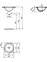 Керамический умывальник Ideal Standard Connect Round 38 см, крепится снизу, белый E505201 цена и информация | Раковины | pigu.lt