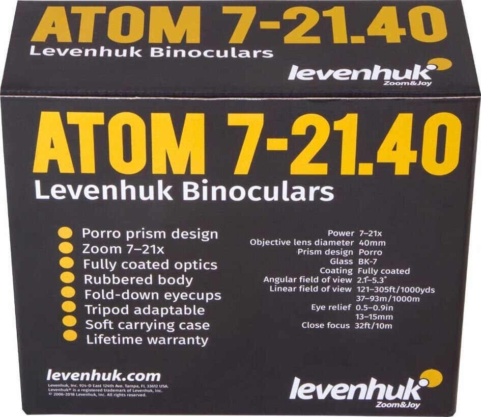 Žiūronai Levenhuk Atom 7–21x40 kaina ir informacija | Žiūronai | pigu.lt