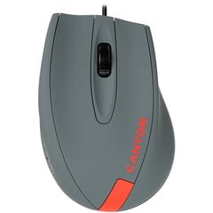 Wired Optical Mouse with 3 keys, DPI 1000 With 1.5M USB cable,Gray-Red,size 68*110*38mm,weight:0.072kg kaina ir informacija | Pelės | pigu.lt