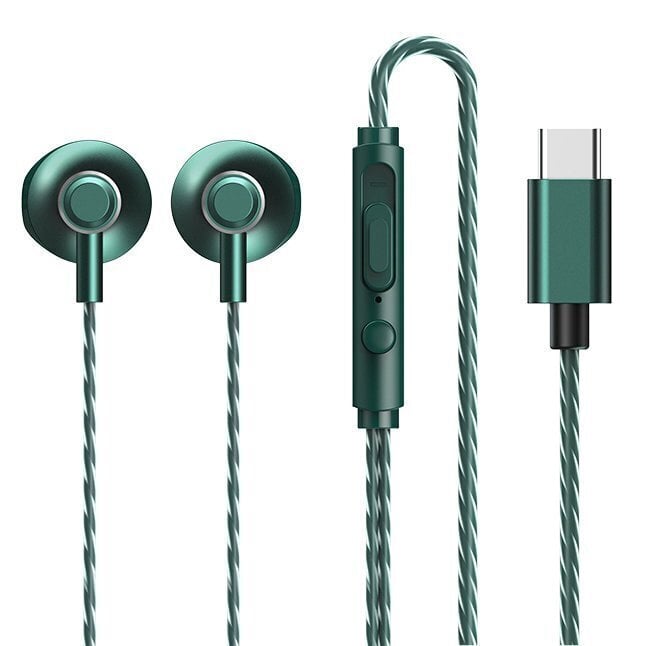 REMAX įdedamos ausinės C tipo USB ausinės su nuotolinio valdymo pulteliu žalia spalva (RM-711a Tarnish) kaina ir informacija | Ausinės | pigu.lt