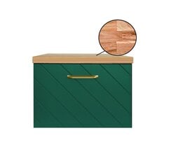 Шкафчик для ванной Besco Floo 60 с Oak столешницей, зеленый/золотой цена и информация | Шкафчики для ванной | pigu.lt