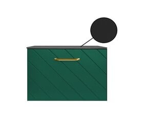 Шкафчик для ванной Besco Floo 80 с Slim black столешницей, зеленый/золотой цена и информация | Шкафчики для ванной | pigu.lt