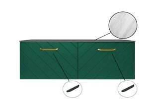 Шкафчик для ванной Besco Floo 160 с Slim marble столешницей, зеленый/черный цена и информация | Шкафчики для ванной | pigu.lt