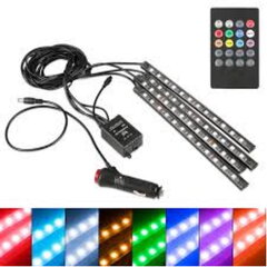 12V 4x3W Automobilio interjero RGB LED juosta цена и информация | Автомобильные лампочки | pigu.lt