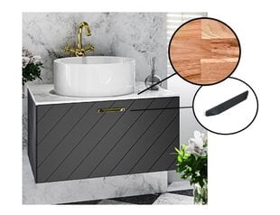 Шкафчик для ванной Besco Floo 60 с дубовой столешницей, черный цена и информация | Besco Мебель и домашний интерьер | pigu.lt