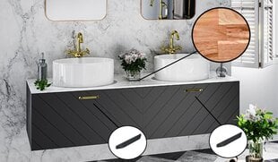 Двойной шкафчик для ванной Besco Floo 120 со столешницей из дуба, черный цена и информация | Шкафчики для ванной | pigu.lt