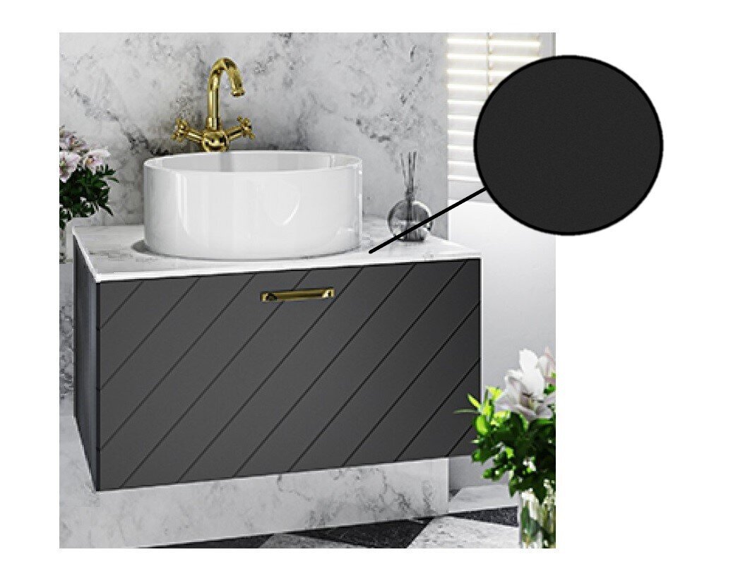 Vonios spintelė Besco Floo 60 su Slim black stalviršiu, juoda/auksinė kaina ir informacija | Vonios spintelės | pigu.lt