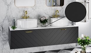 Dviguba vonios spintelė Besco Floo 120 su Slim black stalviršiu, juoda/auksinė kaina ir informacija | Besco Baldai ir namų interjeras | pigu.lt