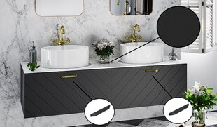 Dviguba vonios spintelė Besco Floo 160 su Slim black stalviršiu, juoda kaina ir informacija | Besco Baldai ir namų interjeras | pigu.lt