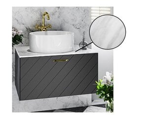Шкафчик для ванной Besco Floo 60 с Slim marble столешницей, черный/золотой цена и информация | Шкафчики для ванной | pigu.lt