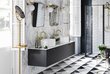 Dviguba vonios spintelė Besco Floo 120 su Slim marble stalviršiu, juoda kaina ir informacija | Vonios spintelės | pigu.lt