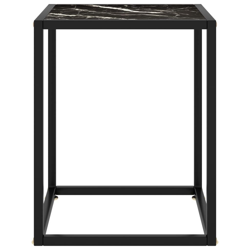 Kavos staliukas su juodo marmuro stiklu, juodas, 40x40x50 cm kaina ir informacija | Kavos staliukai | pigu.lt