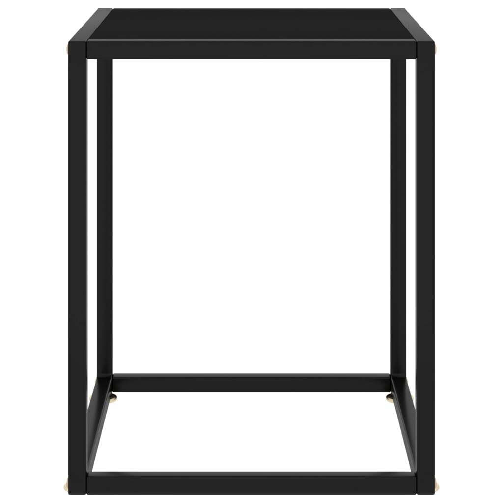 Kavos staliukas su juodu stiklu, juodas, 40x40x50 cm kaina ir informacija | Kavos staliukai | pigu.lt
