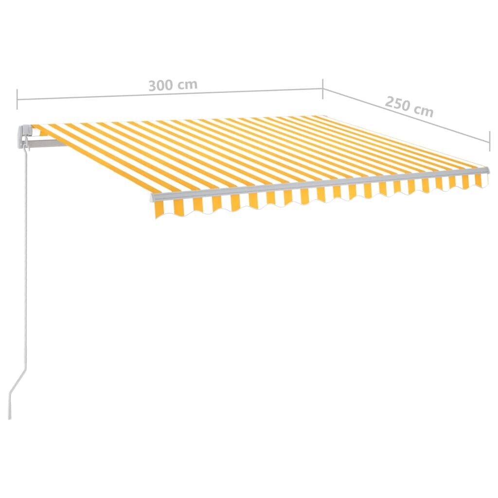 Automatinė markizė su led/vėjo jutikliu, geltona/balta, 3x2,5m kaina ir informacija | Skėčiai, markizės, stovai | pigu.lt