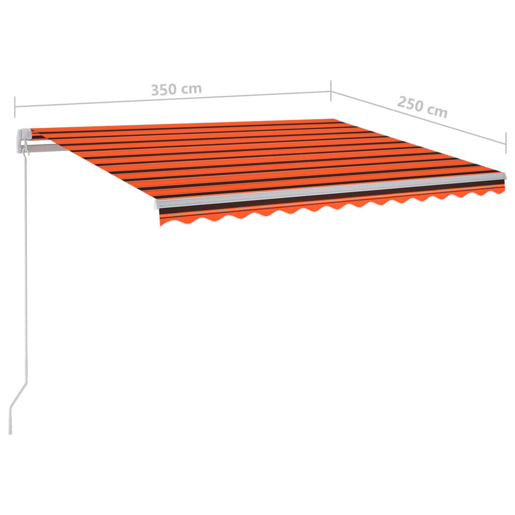 Markizė su led/vėjo jutikliu, oranžinė/ruda, 3,5x2,5m цена и информация | Skėčiai, markizės, stovai | pigu.lt