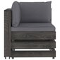 Modulinė kampinė sofa su pagalvėmis, pilkai impregnuota mediena kaina ir informacija | Lauko kėdės, foteliai, pufai | pigu.lt