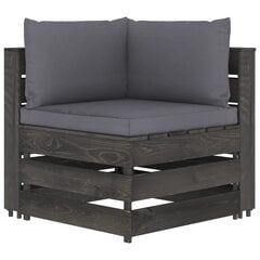 Modulinė kampinė sofa su pagalvėmis, pilkai impregnuota mediena kaina ir informacija | Lauko kėdės, foteliai, pufai | pigu.lt