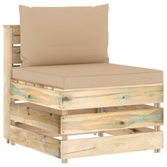 Modulinė vidurinė sofos dalis su pagalvėlėmis, mediena kaina ir informacija | Lauko kėdės, foteliai, pufai | pigu.lt