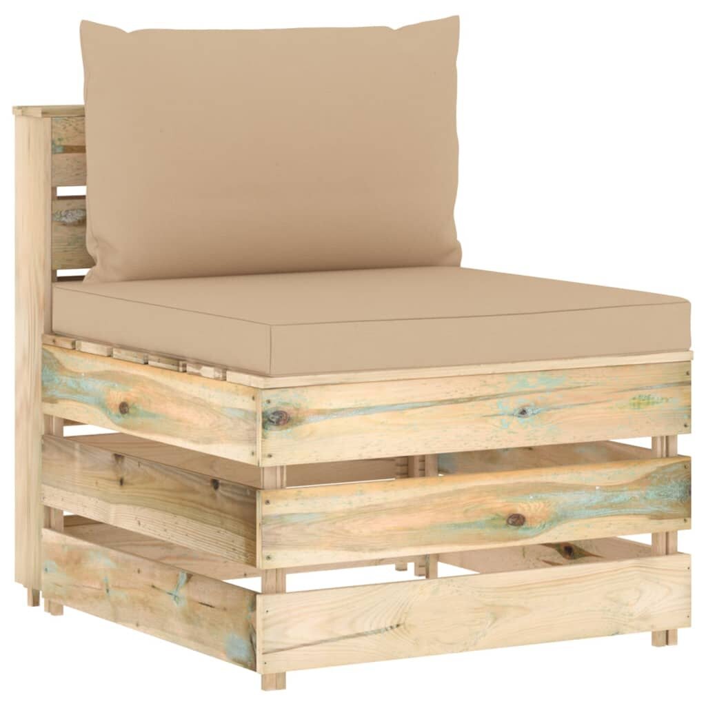 Modulinė vidurinė sofos dalis su pagalvėlėmis, mediena kaina ir informacija | Lauko kėdės, foteliai, pufai | pigu.lt