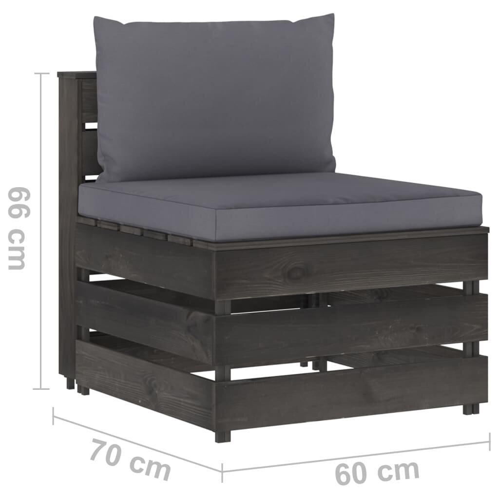 Modulinė vidurinė sofos dalis su pagalvėlėmis, mediena цена и информация | Lauko kėdės, foteliai, pufai | pigu.lt