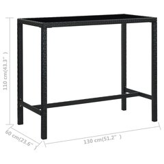 Sodo baro stalas, 130x60x110 cm, juodas kaina ir informacija | Lauko stalai, staliukai | pigu.lt