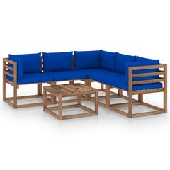 Sodo komplektas su mėlynomis pagalvėlėmis, 6 dalių, mėlynas kaina ir informacija | Lauko baldų komplektai | pigu.lt