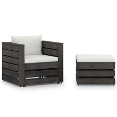vidaXL Sodo komplektas su pagalvėlėmis, 2 dalių, impregnuota mediena цена и информация | Комплекты уличной мебели | pigu.lt