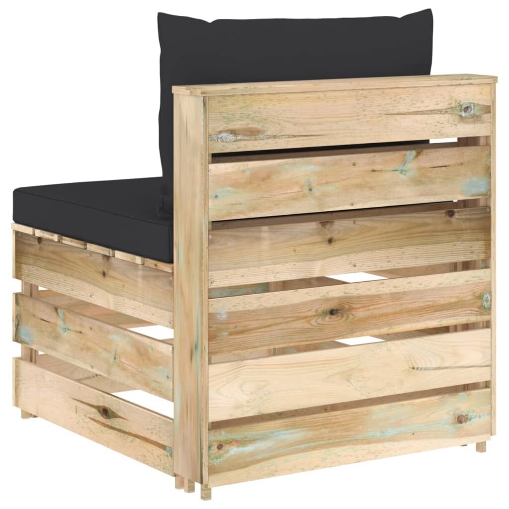vidaXL Sodo komplektas su pagalvėlėmis, 3 dalių, impregnuota mediena kaina ir informacija | Lauko baldų komplektai | pigu.lt