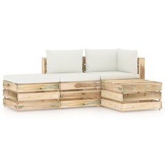 vidaXL Sodo komplektas su pagalvėlėmis, 4 dalių, impregnuota mediena kaina ir informacija | Lauko baldų komplektai | pigu.lt