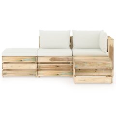vidaXL Sodo komplektas su pagalvėlėmis, 4 dalių, impregnuota mediena kaina ir informacija | Lauko baldų komplektai | pigu.lt