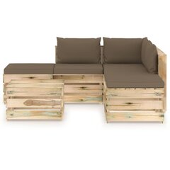 vidaXL Sodo komplektas su pagalvėlėmis, 6 dalių, impregnuota mediena kaina ir informacija | Lauko baldų komplektai | pigu.lt