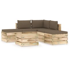 Садовый комплект с подушками, из 6 частей, коричневый цена и информация | Комплекты уличной мебели | pigu.lt