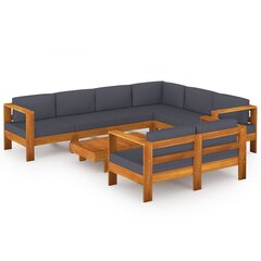 Sodo baldų komplektas su pagalvėmis, 8 dalių, rudas цена и информация | Комплекты уличной мебели | pigu.lt